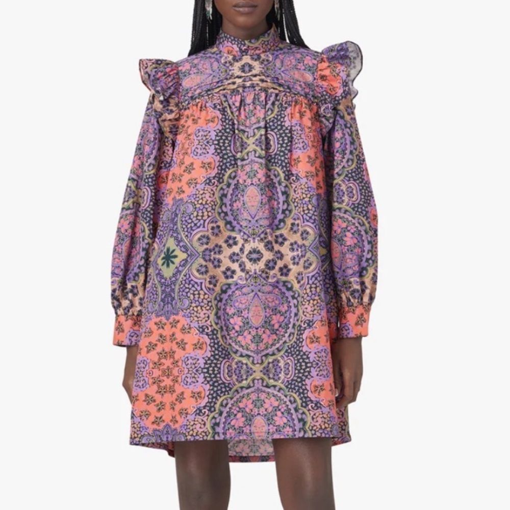 Xirena Nyla Poplin Ruffled Mini Dress In Black Opal Size XS